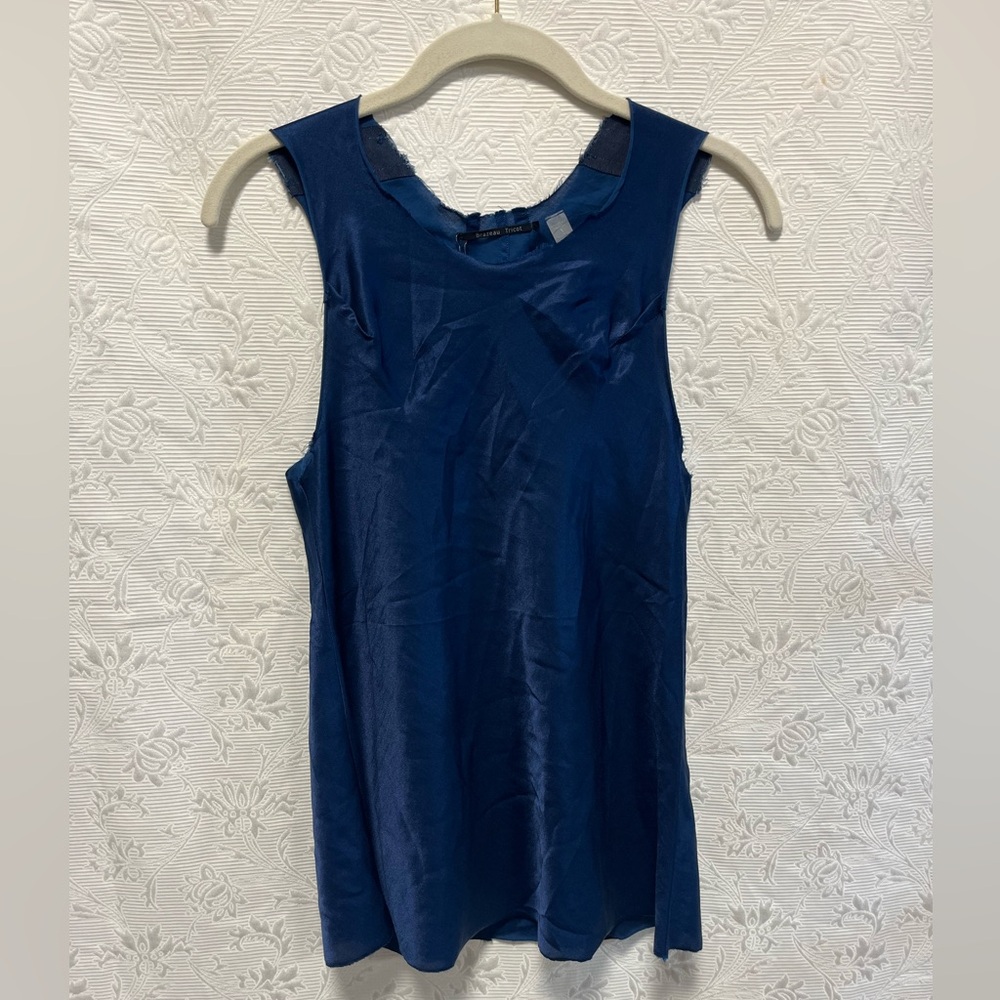 NWT Brazeau Tricot Silk Blue Tank Top